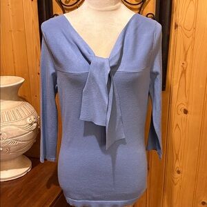 LOFT Women's Elegant Blue Tie-Front Blouse